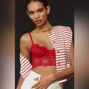 Anthropologie Giselle Lace Bustier Red NWT
